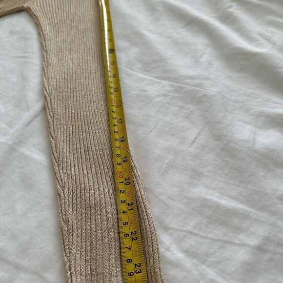 Joseph A Silk Metallic Gold Turtleneck Pullover Sweater Fitted L - Picture 6 of 6